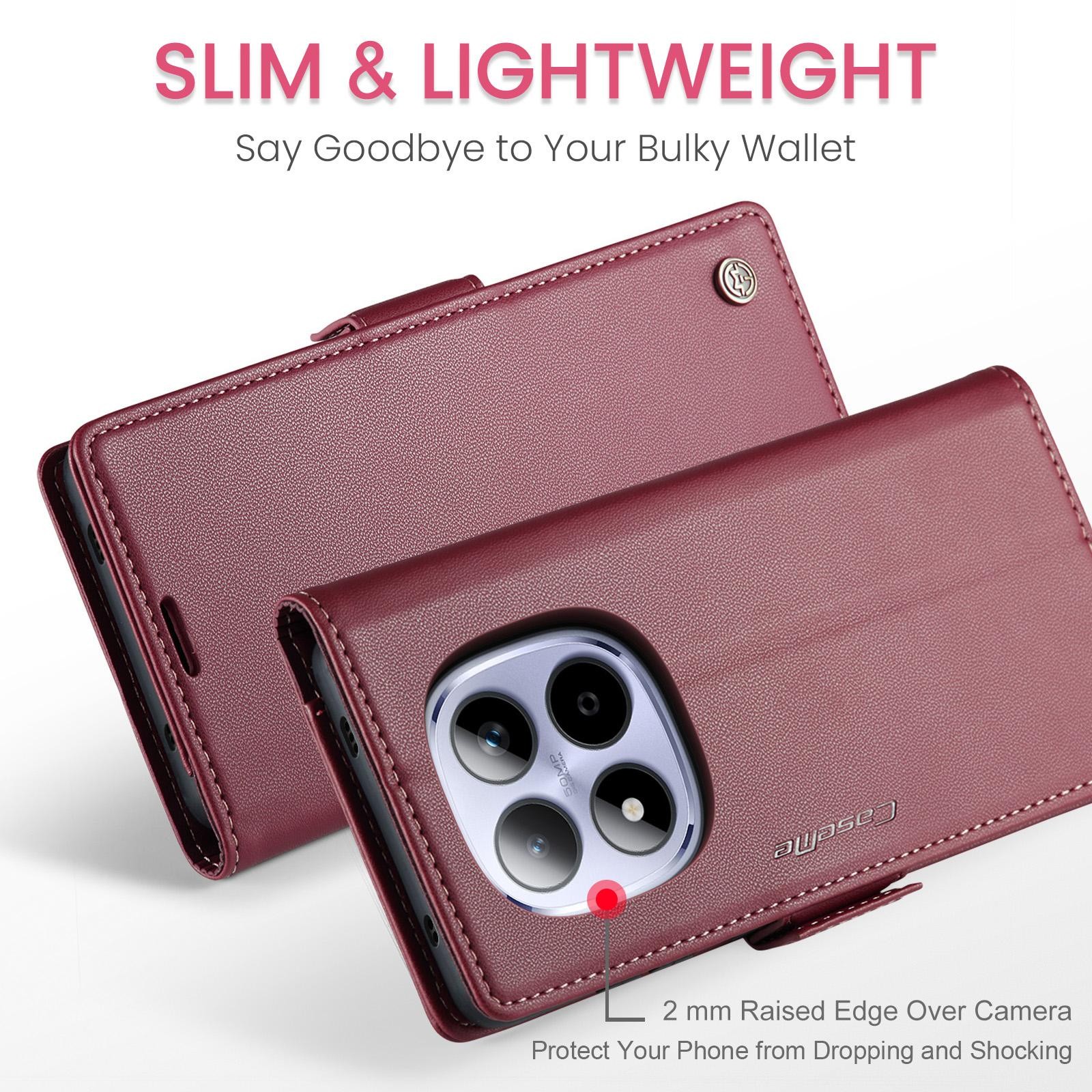 CaseMe 023 Xiaomi Redmi Note 15 Pro 4G RFID Θήκη Πορτοφόλι Δερμάτινη –Red