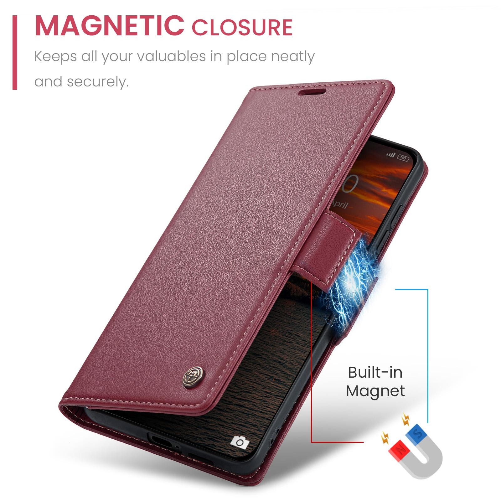 CaseMe 023 Xiaomi Redmi Note 15 Pro 4G RFID Θήκη Πορτοφόλι Δερμάτινη –Red