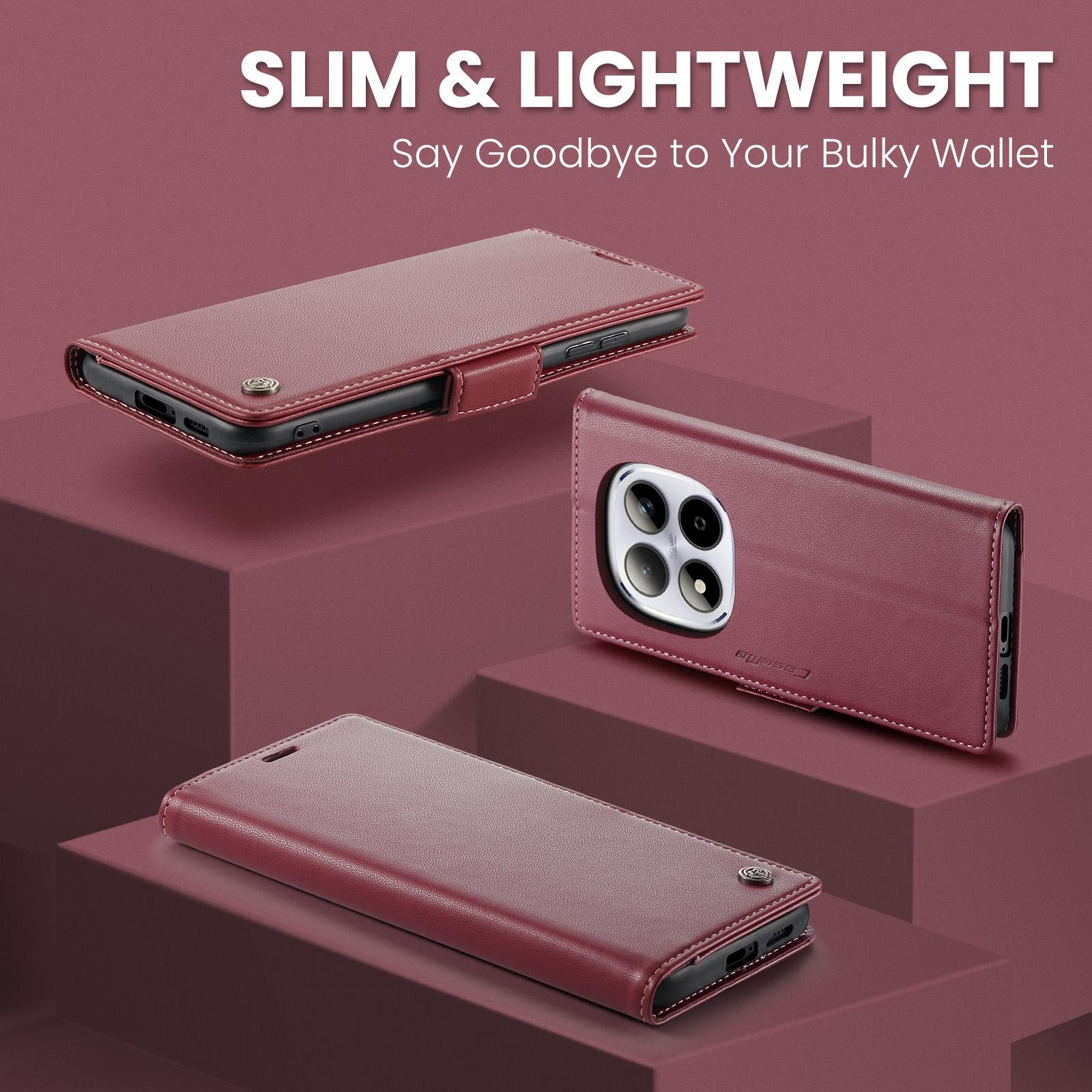 CaseMe 023 Xiaomi Redmi Note 15 Pro 4G RFID Θήκη Πορτοφόλι Δερμάτινη –Red