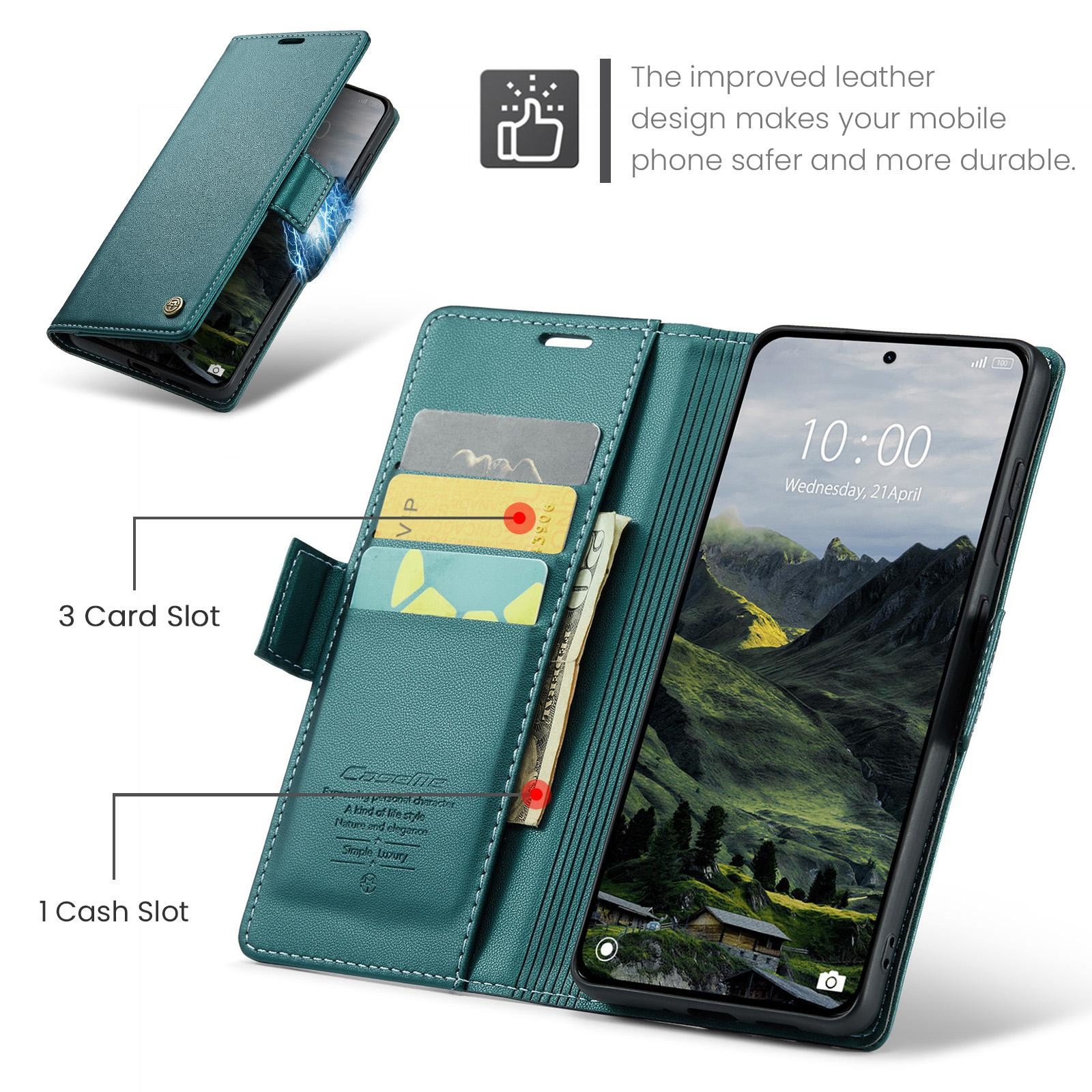 CaseMe 023 Xiaomi Redmi Note 15 Pro 4G RFID Θήκη Πορτοφόλι Δερμάτινη –Green