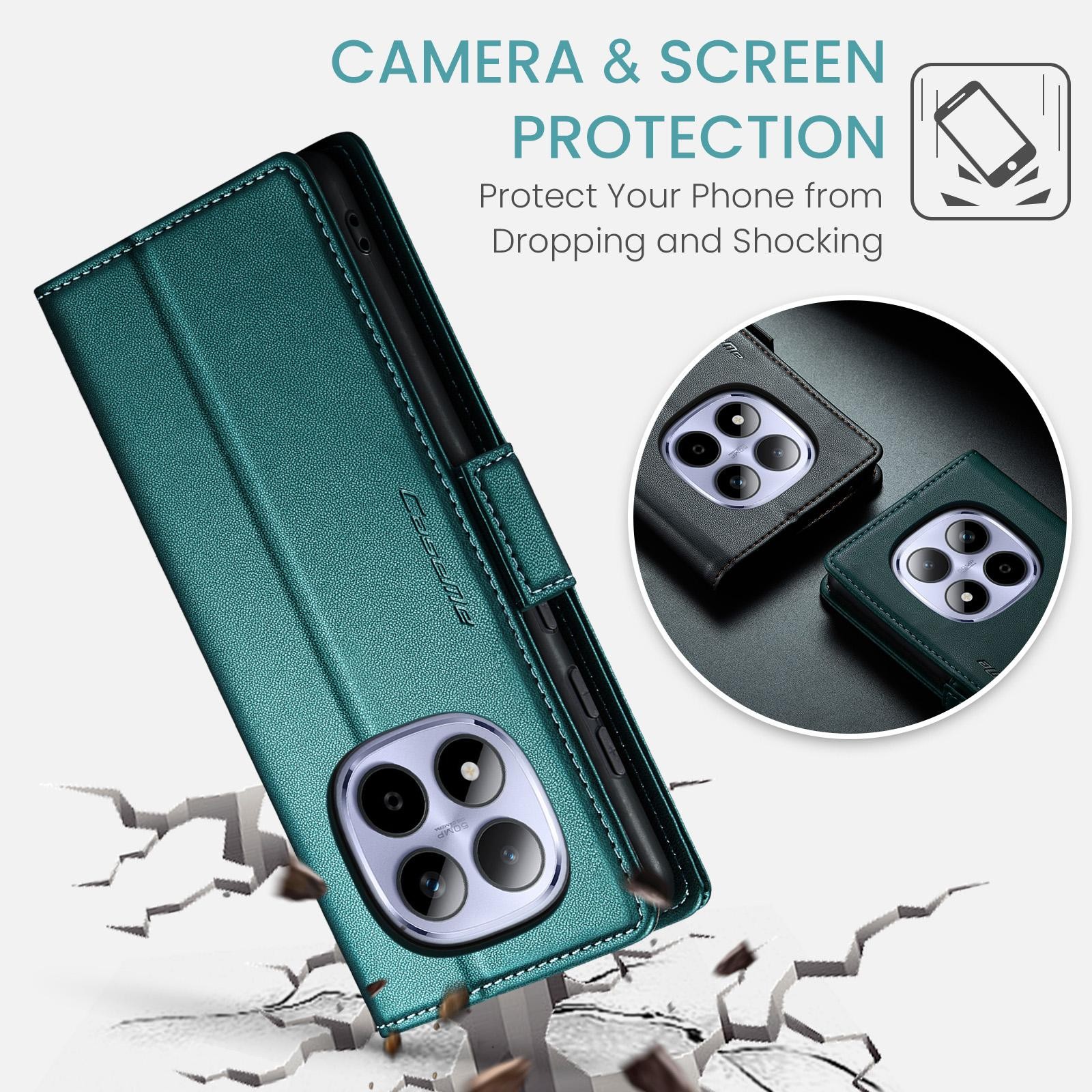 CaseMe 023 Xiaomi Redmi Note 15 Pro 4G RFID Θήκη Πορτοφόλι Δερμάτινη –Green