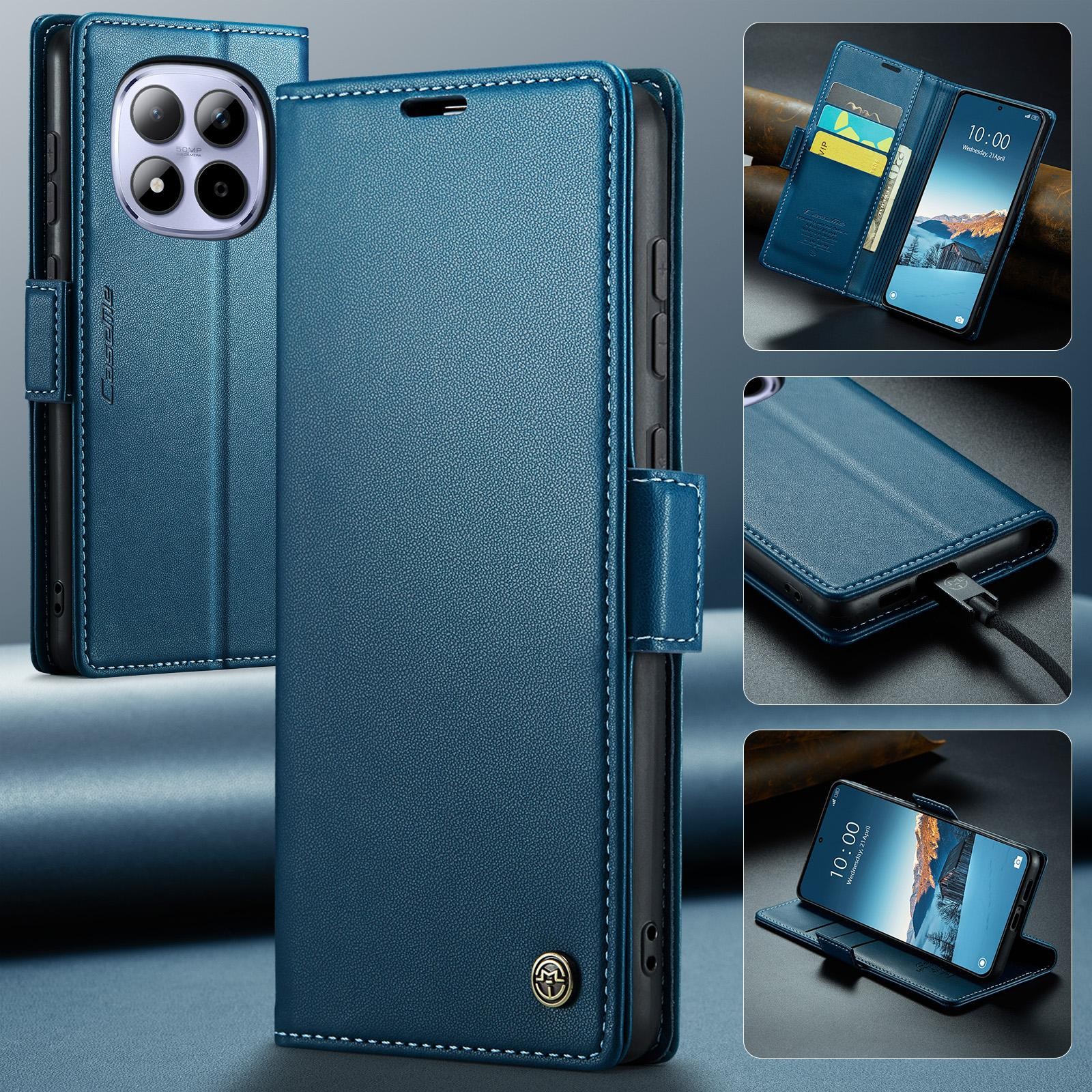 CaseMe 023 Xiaomi Redmi Note 15 Pro 4G RFID Θήκη Πορτοφόλι Δερμάτινη –Blue