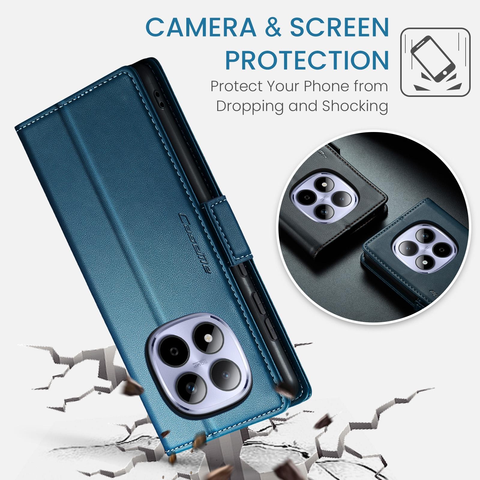 CaseMe 023 Xiaomi Redmi Note 15 Pro 4G RFID Θήκη Πορτοφόλι Δερμάτινη –Blue