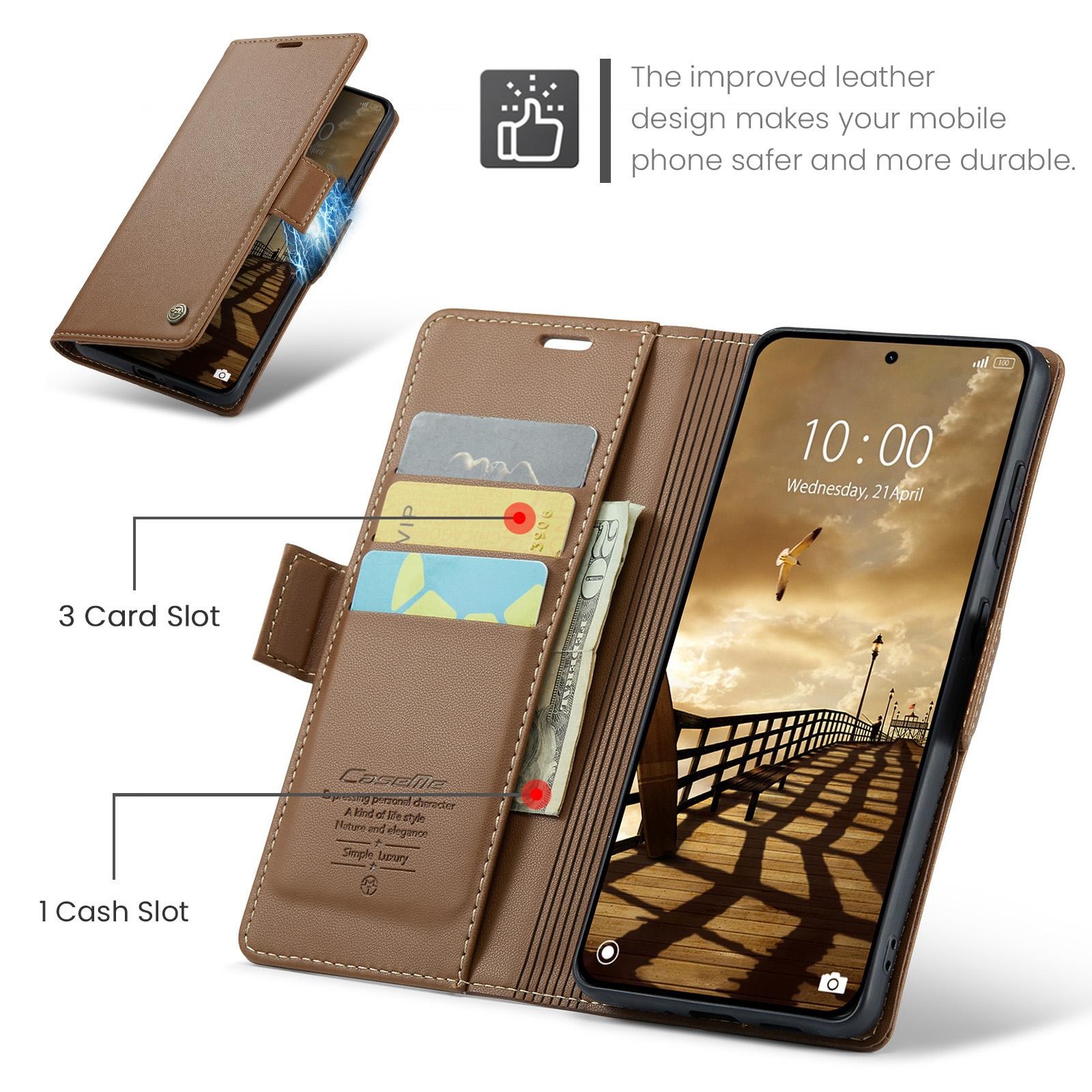 CaseMe 023 Xiaomi Redmi Note 15 Pro 4G RFID Θήκη Πορτοφόλι Δερμάτινη –Brown