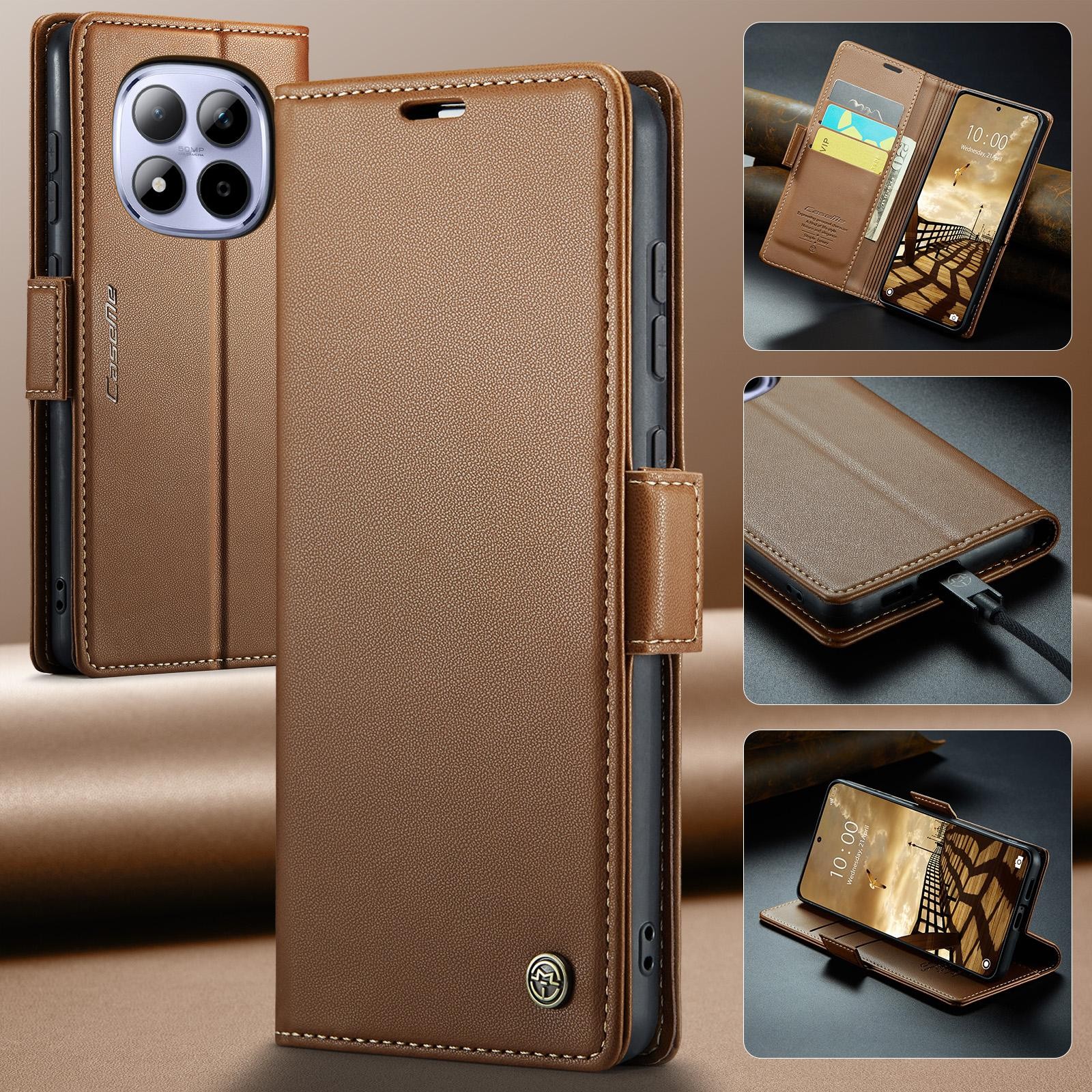 CaseMe 023 Xiaomi Redmi Note 15 Pro 4G RFID Θήκη Πορτοφόλι Δερμάτινη –Brown