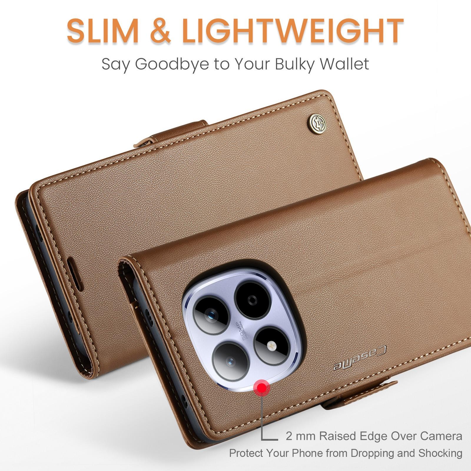 CaseMe 023 Xiaomi Redmi Note 15 Pro 4G RFID Θήκη Πορτοφόλι Δερμάτινη –Brown