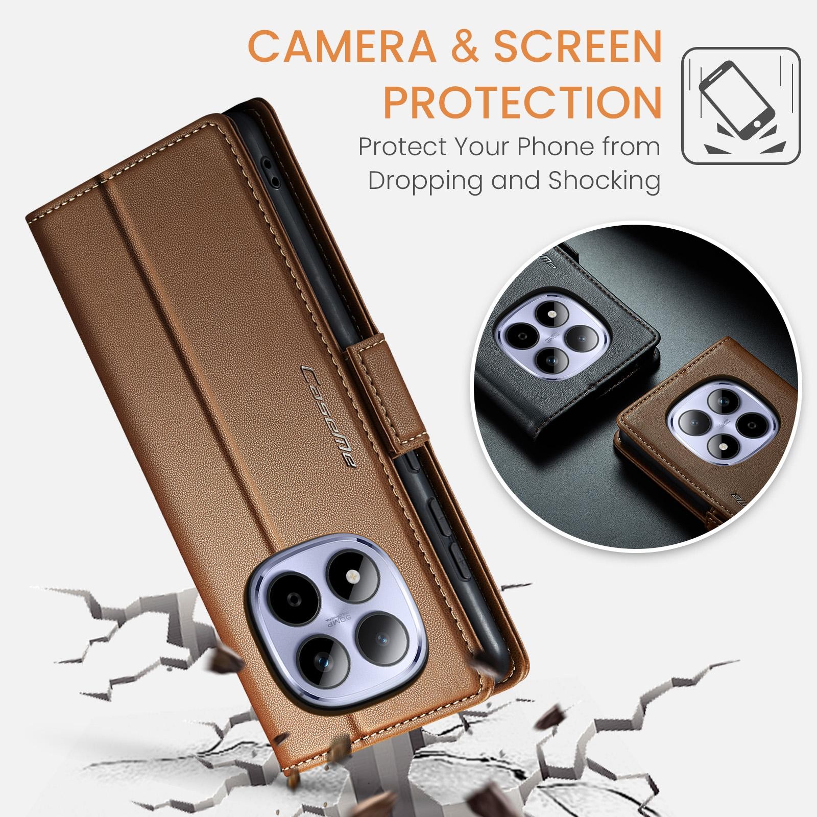 CaseMe 023 Xiaomi Redmi Note 15 Pro 4G RFID Θήκη Πορτοφόλι Δερμάτινη –Brown