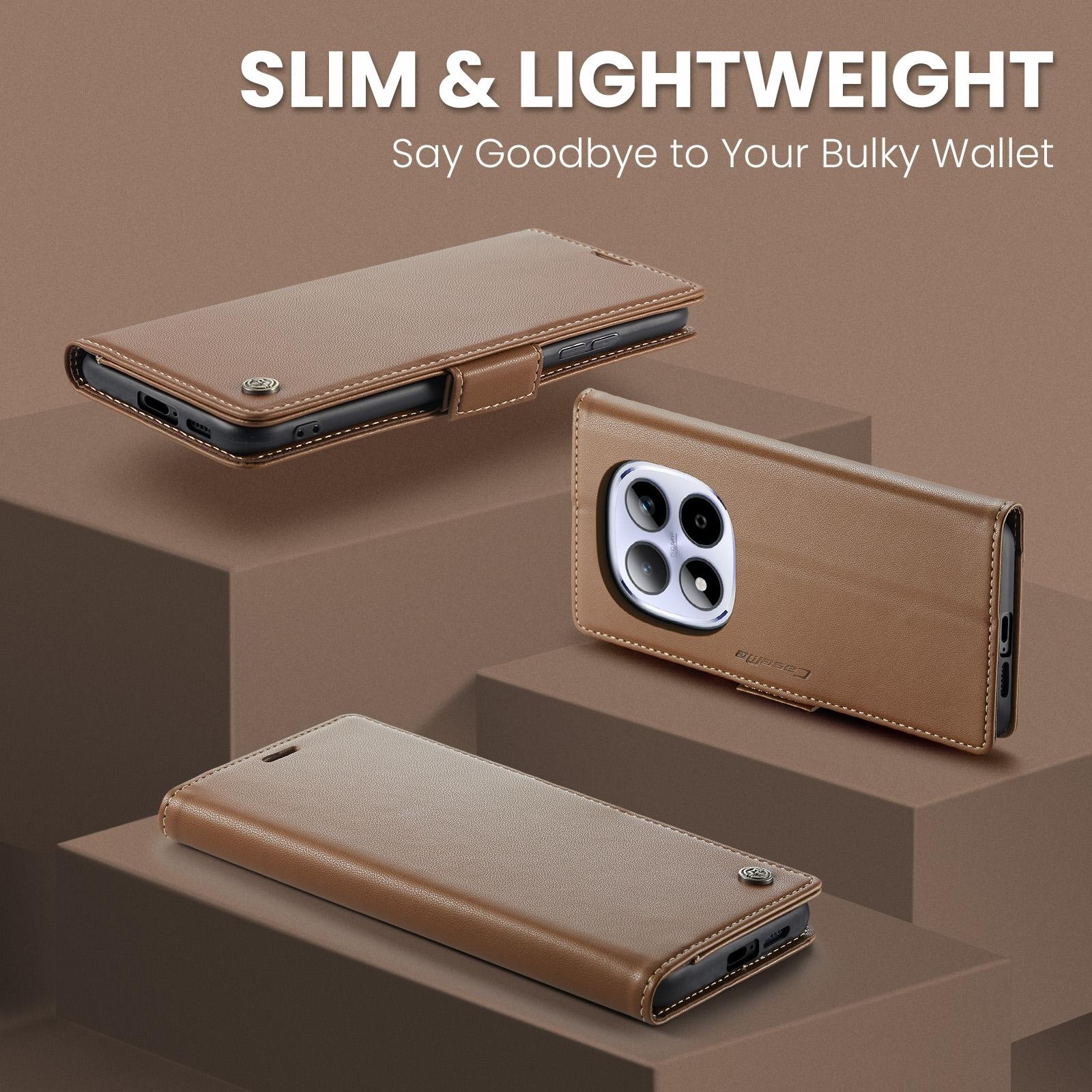 CaseMe 023 Xiaomi Redmi Note 15 Pro 4G RFID Θήκη Πορτοφόλι Δερμάτινη –Brown