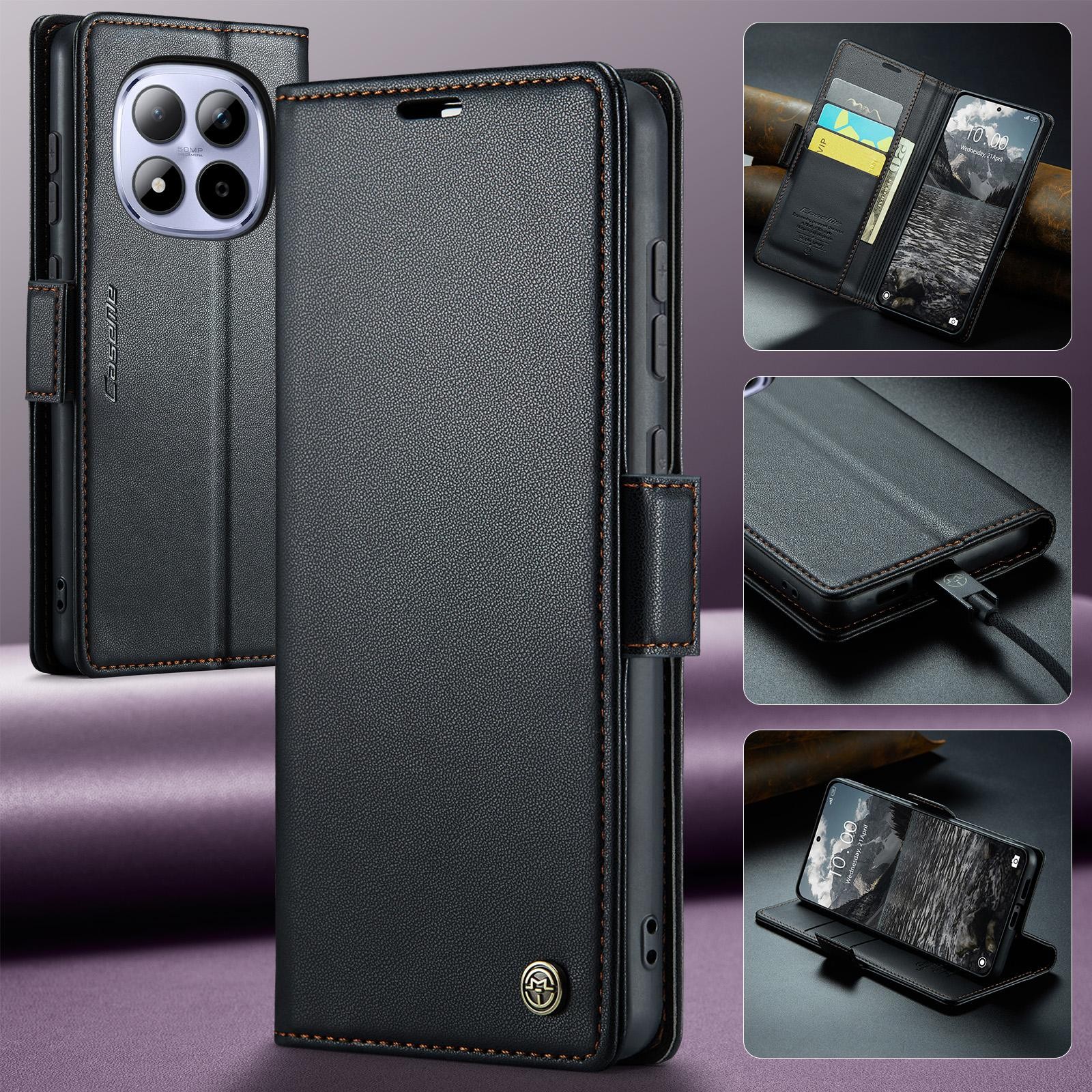 CaseMe 023 Xiaomi Redmi Note 15 Pro 4G RFID Θήκη Πορτοφόλι Δερμάτινη –Black