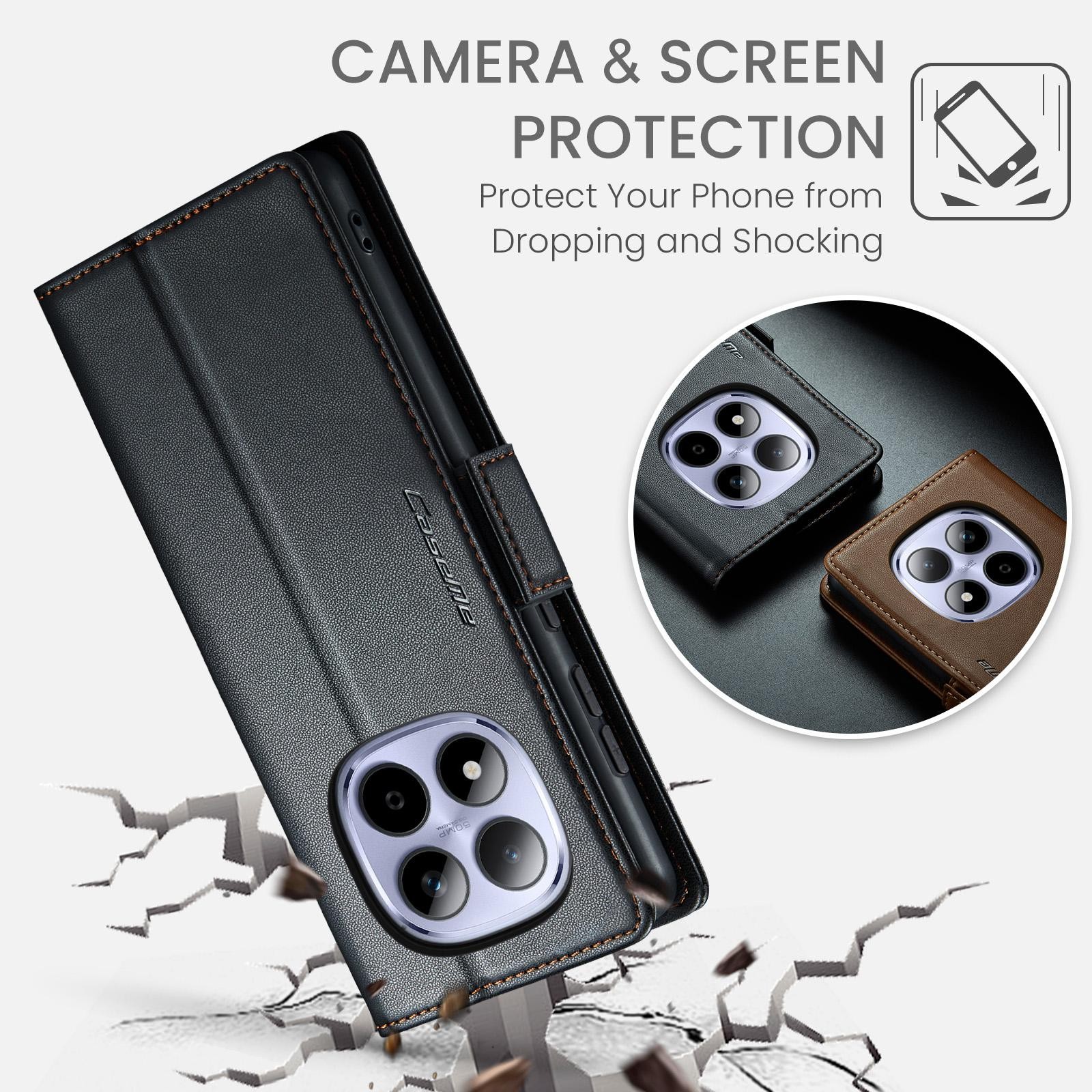 CaseMe 023 Xiaomi Redmi Note 15 Pro 4G RFID Θήκη Πορτοφόλι Δερμάτινη –Black