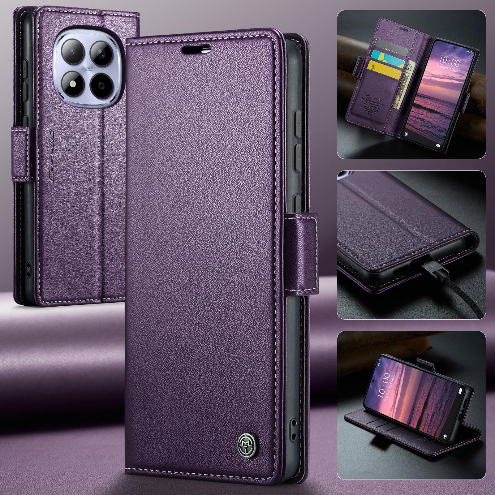 CaseMe 023 Xiaomi Redmi Note 15 Pro 4G RFID Θήκη Πορτοφόλι Δερμάτινη –Purple