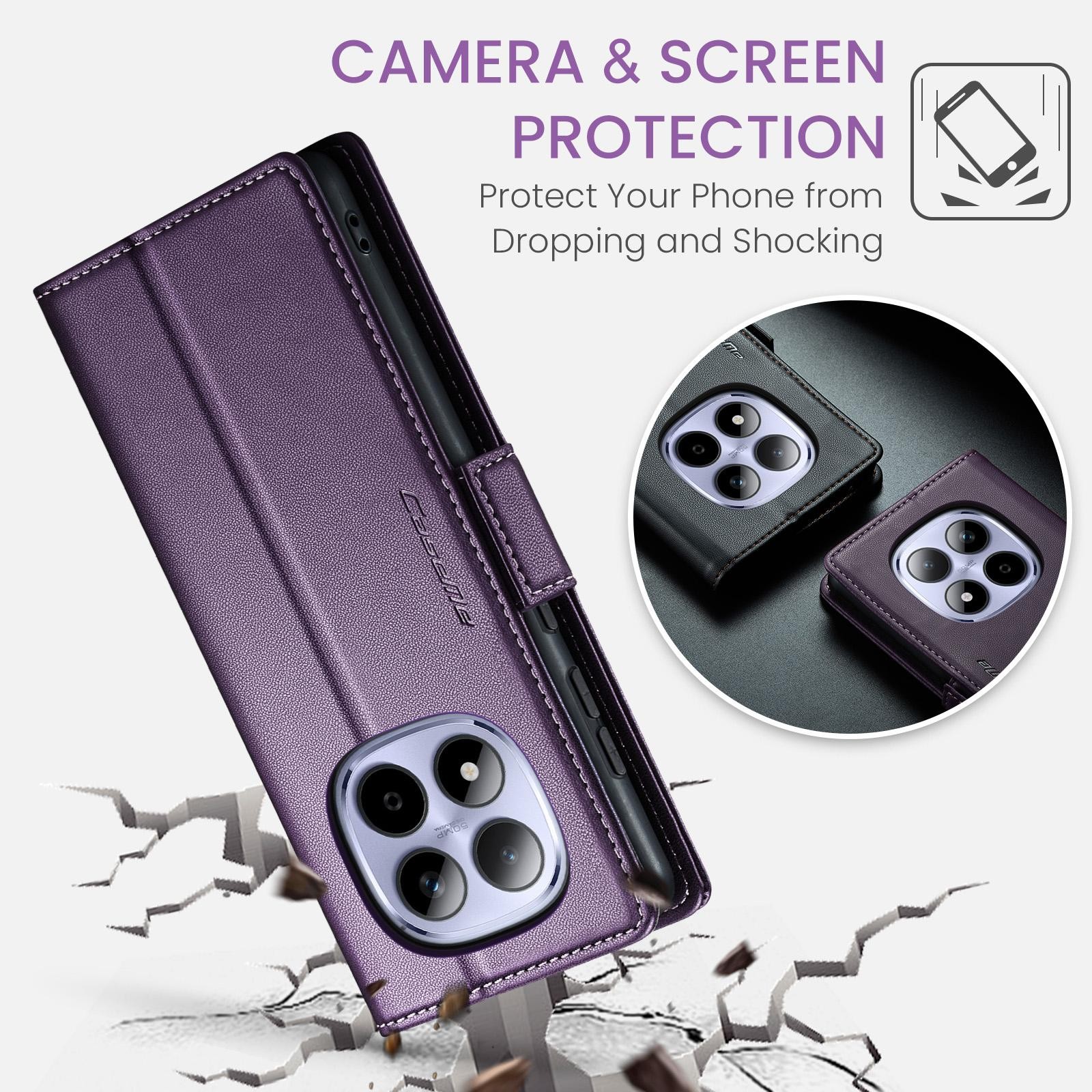 CaseMe 023 Xiaomi Redmi Note 15 Pro 4G RFID Θήκη Πορτοφόλι Δερμάτινη –Purple