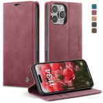 CaseMe 013 iPhone 16 Pro Max Retro Leather Θήκη Βιβλίο -Red