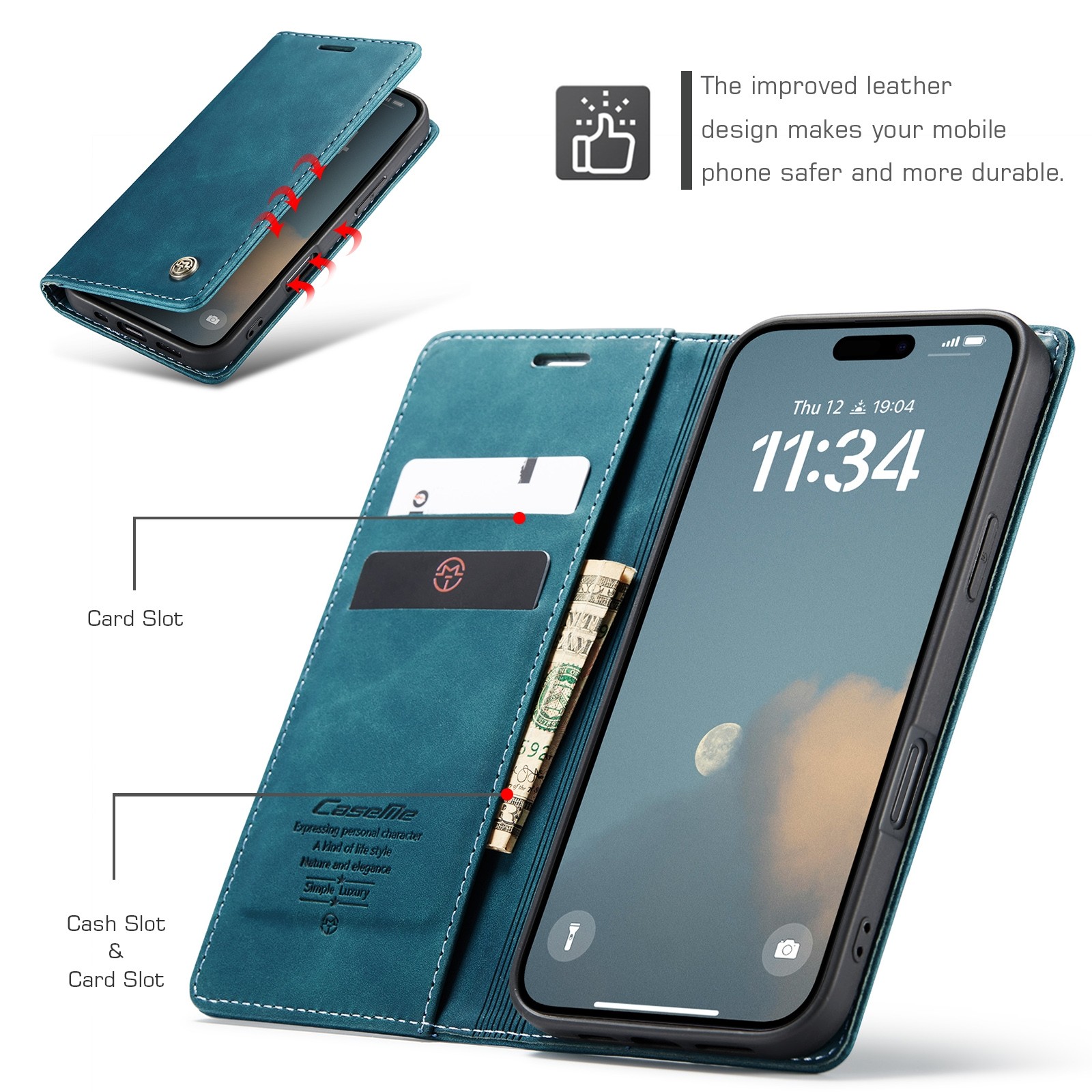 CaseMe 013 iPhone 16 Pro Max Retro Leather -Θήκη Βιβλίο-Blue