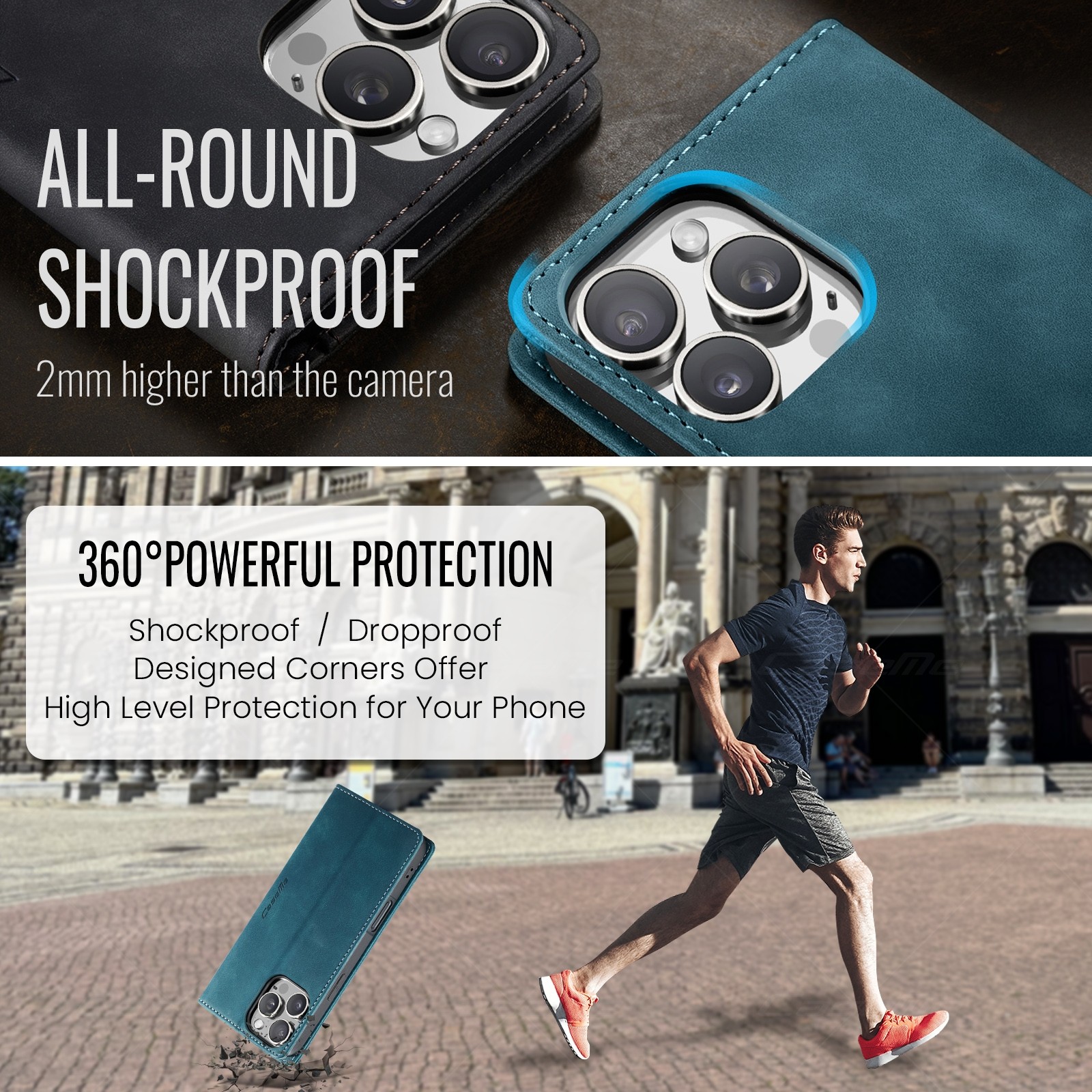CaseMe 013 iPhone 16 Pro Max Retro Leather -Θήκη Βιβλίο-Blue