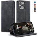 CaseMe 013 iPhone 16 Pro Max Retro Leather Θήκη Βιβλίο - Black