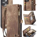 CaseMe 008 iPhone 16 Pro Max Θήκη Πορτοφόλι με Αποσπώμενη Θήκη Σιλικόνης -Brown