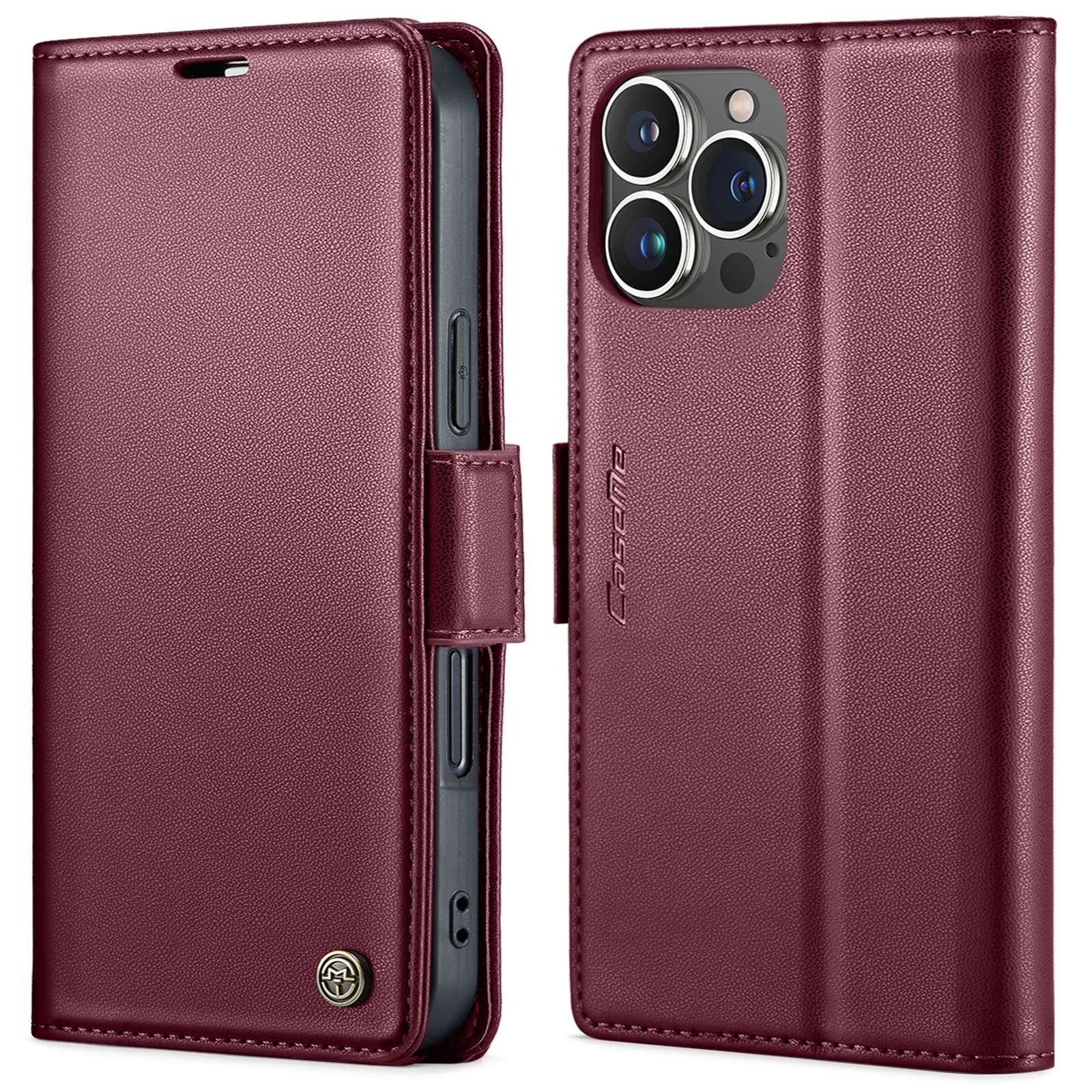 CaseMe 023 iPhone 16 Pro Max RFID Θήκη Πορτοφόλι Δερμάτινη –Red