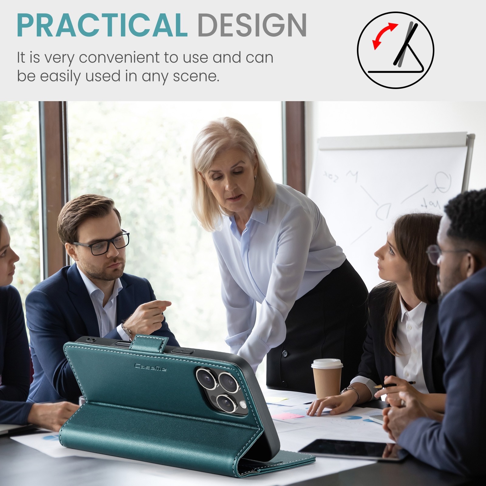 CaseMe 023 iPhone 16 Pro Max RFID Θήκη Πορτοφόλι Δερμάτινη –Green