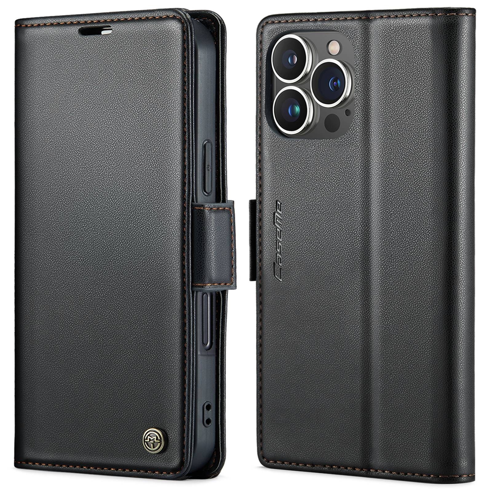 CaseMe 023 iPhone 16 Pro Max RFID Θήκη Πορτοφόλι Δερμάτινη –Black