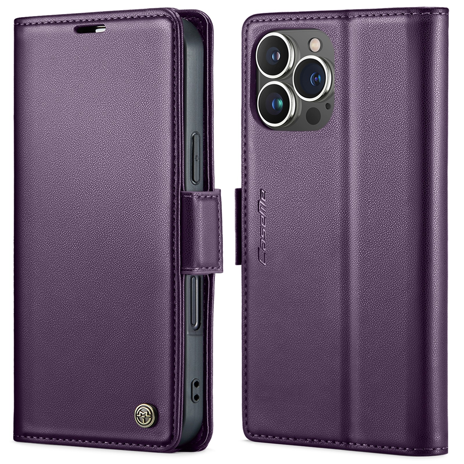 CaseMe 023 iPhone 16 Pro Max RFID Θήκη Πορτοφόλι Δερμάτινη –Purple