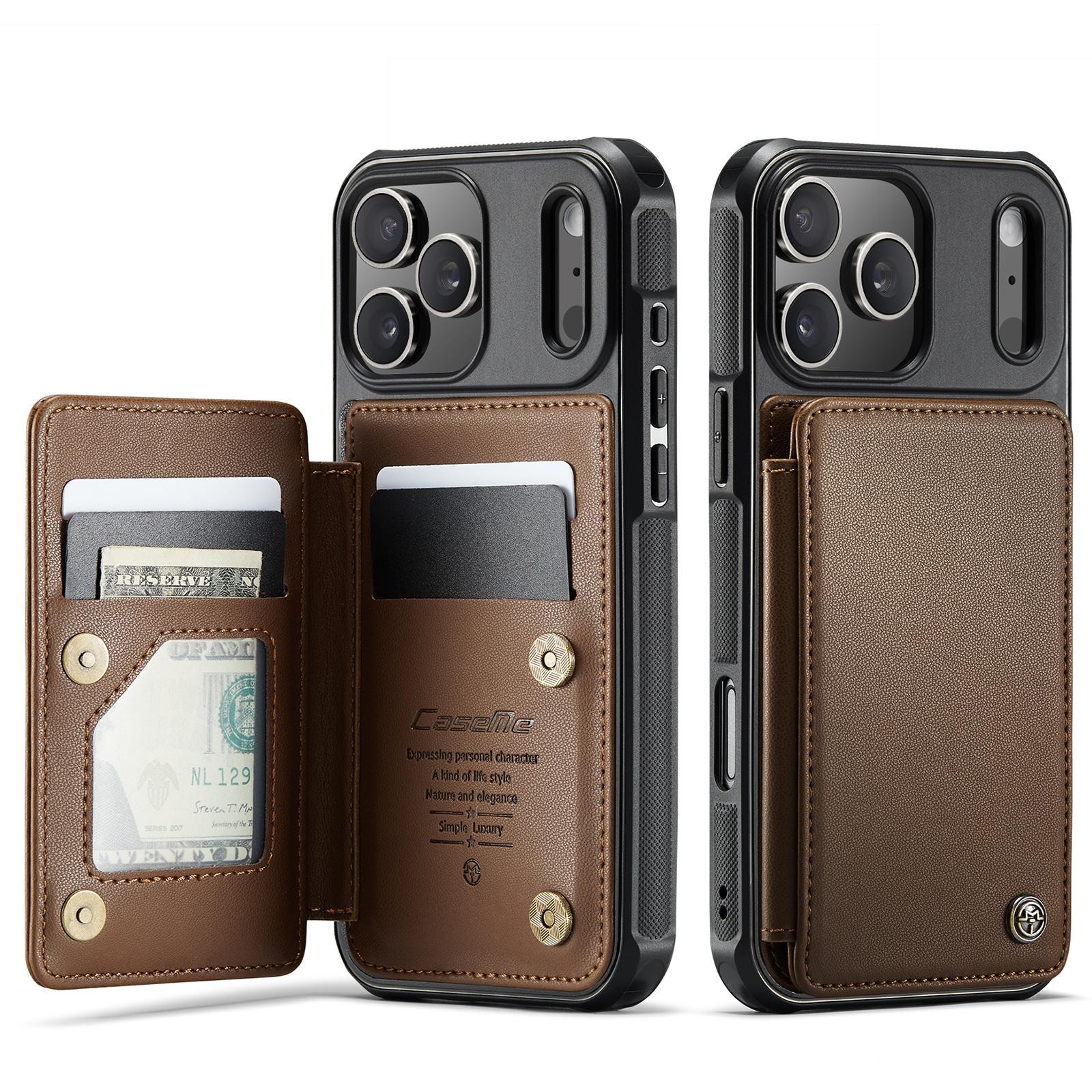 CaseMe C22 iPhone 17 Pro Max Wallet RFID Θήκη Δερμάτινη - Brown