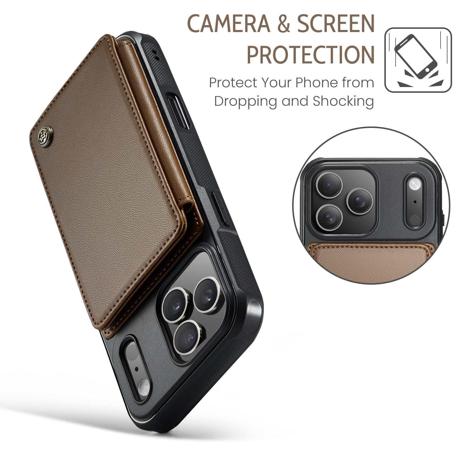 CaseMe C22 iPhone 17 Pro Max Wallet RFID Θήκη Δερμάτινη - Brown