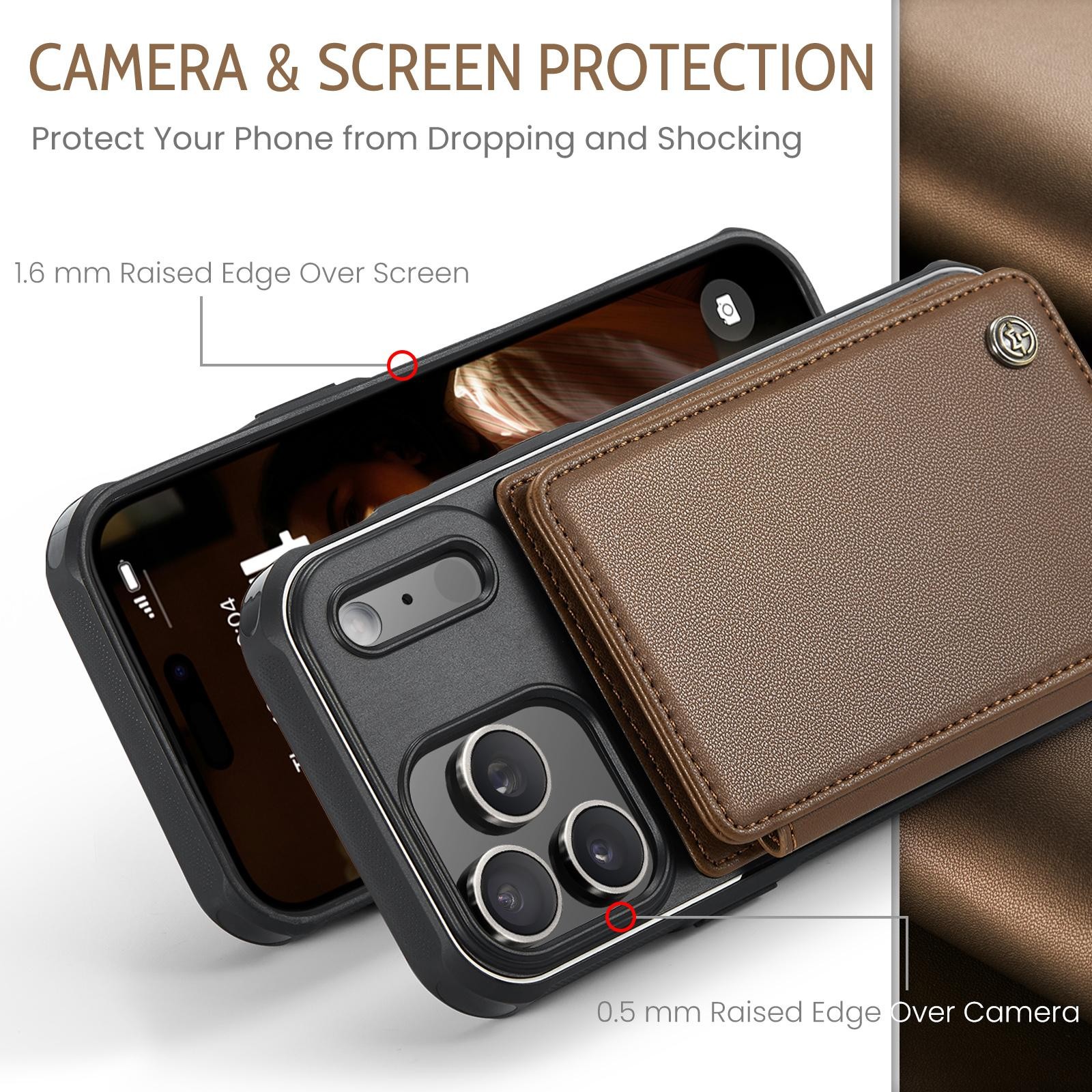 CaseMe C22 iPhone 17 Pro Max Wallet RFID Θήκη Δερμάτινη - Brown