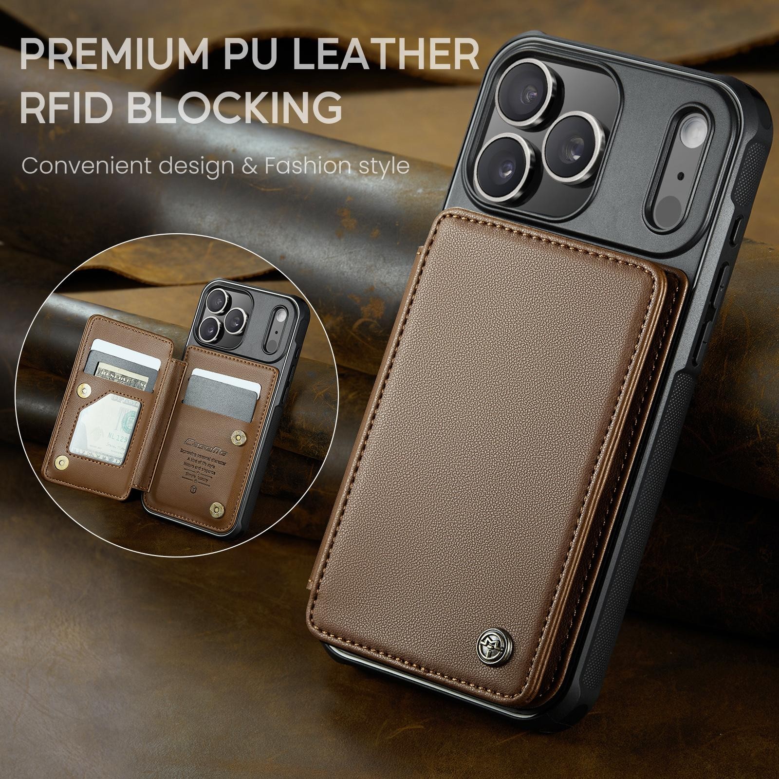 CaseMe C22 iPhone 17 Pro Max Wallet RFID Θήκη Δερμάτινη - Brown