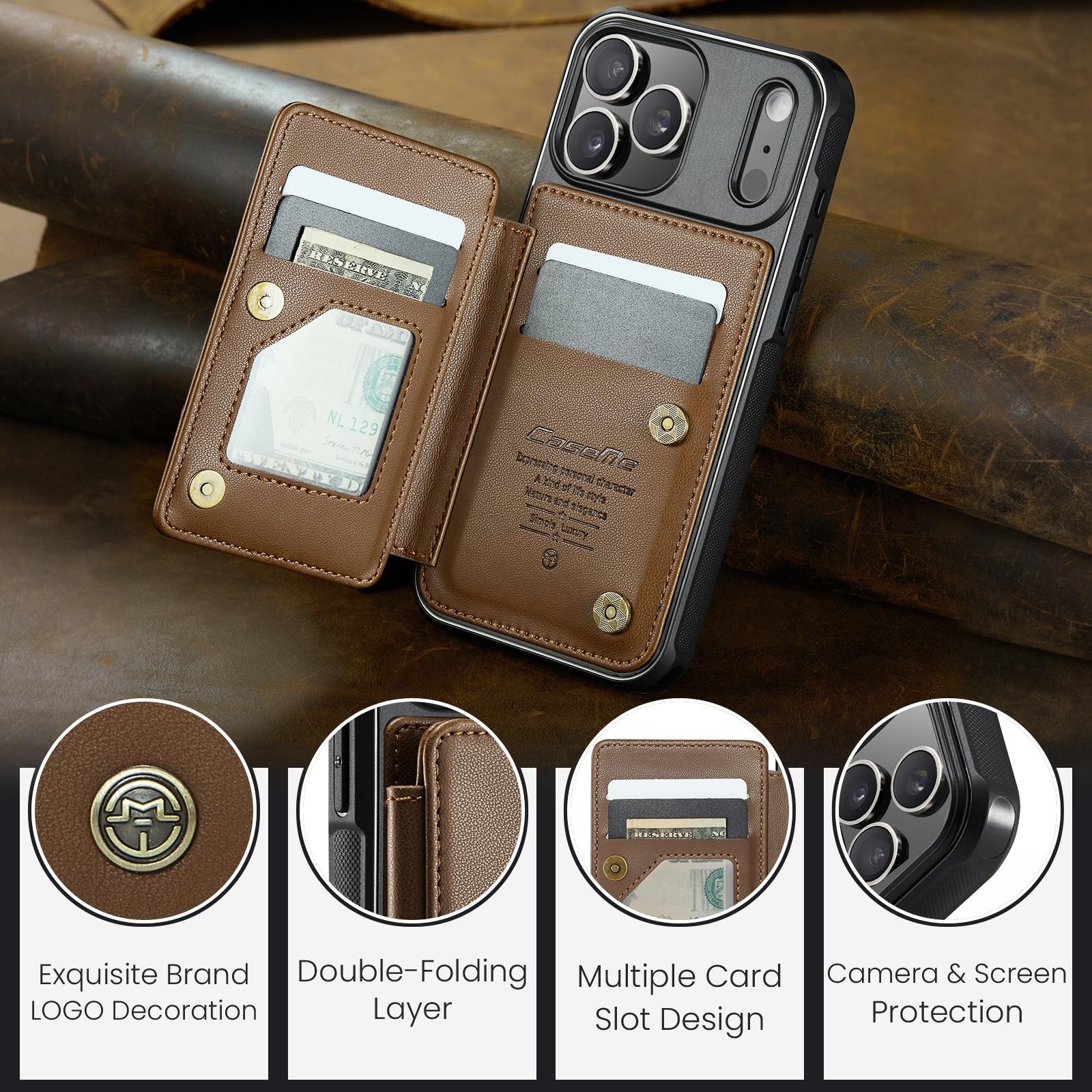 CaseMe C22 iPhone 17 Pro Max Wallet RFID Θήκη Δερμάτινη - Brown