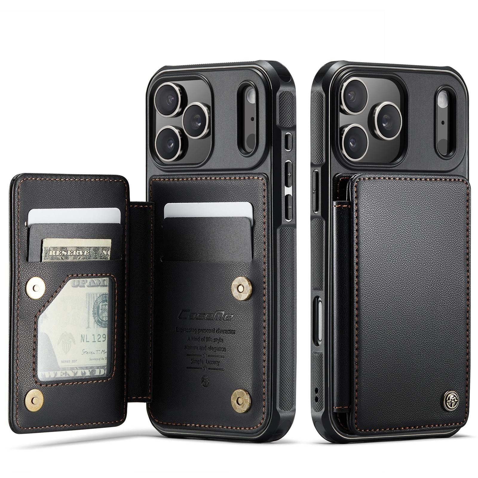 CaseMe C22 iPhone 17 Pro Max Wallet RFID Θήκη Δερμάτινη - Black