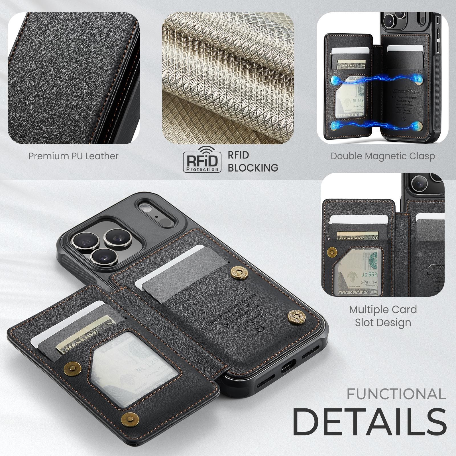 CaseMe C22 iPhone 17 Pro Max Wallet RFID Θήκη Δερμάτινη - Black