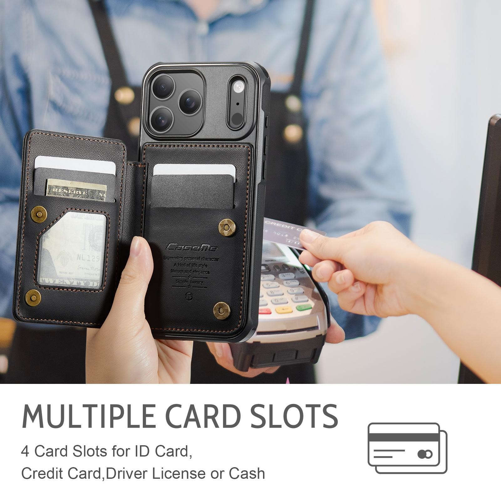CaseMe C22 iPhone 17 Pro Max Wallet RFID Θήκη Δερμάτινη - Black