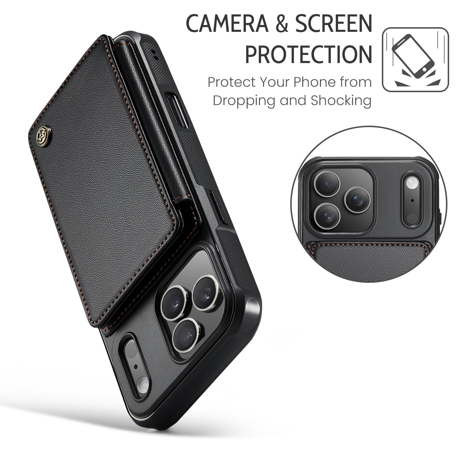 CaseMe C22 iPhone 17 Pro Max Wallet RFID Θήκη Δερμάτινη - Black