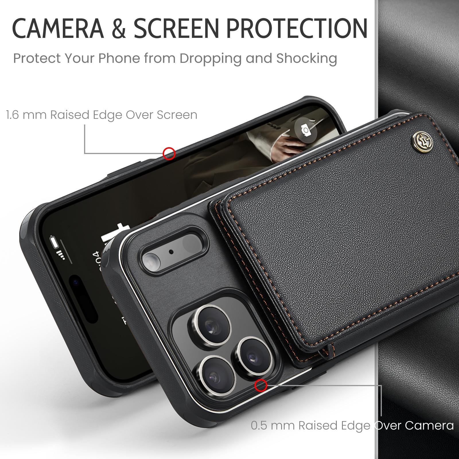 CaseMe C22 iPhone 17 Pro Max Wallet RFID Θήκη Δερμάτινη - Black