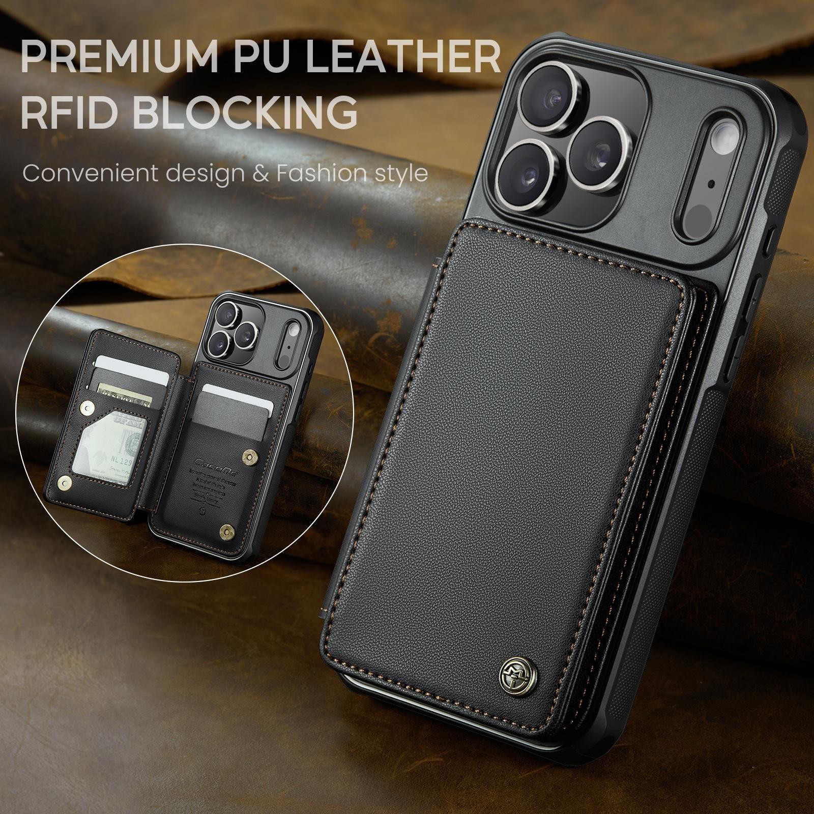 CaseMe C22 iPhone 17 Pro Max Wallet RFID Θήκη Δερμάτινη - Black