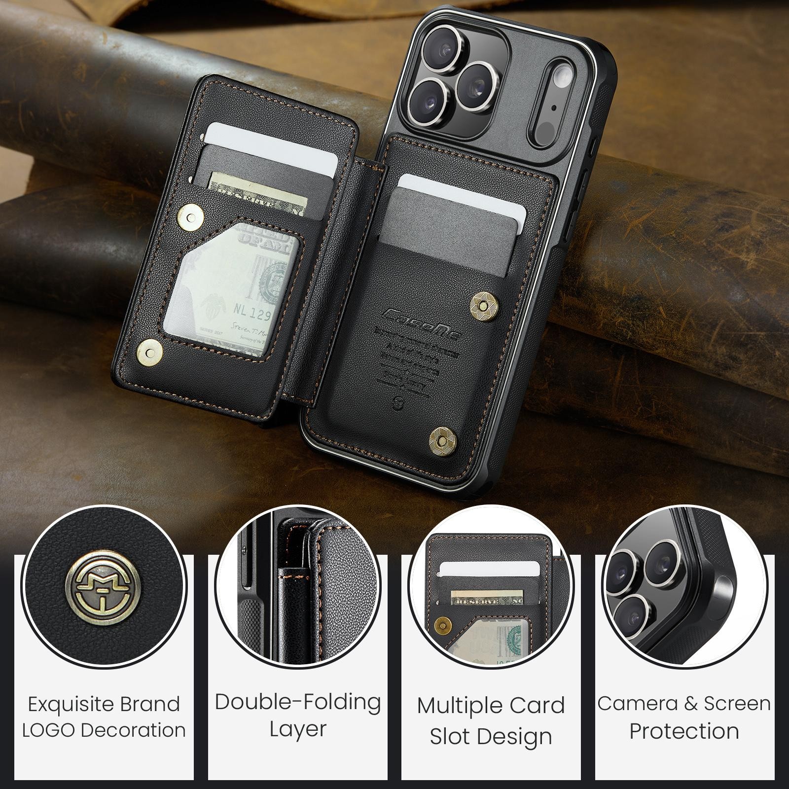 CaseMe C22 iPhone 17 Pro Max Wallet RFID Θήκη Δερμάτινη - Black