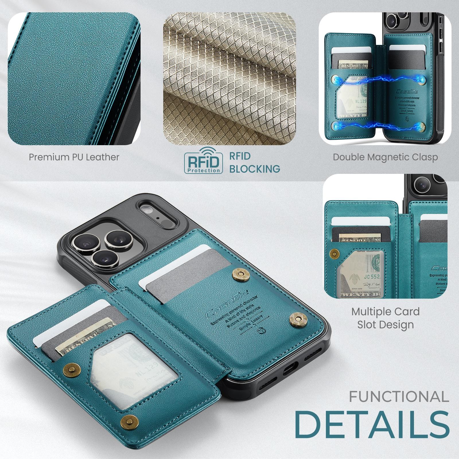 CaseMe C22 iPhone 17 Pro Max Wallet RFID Θήκη Δερμάτινη -Green