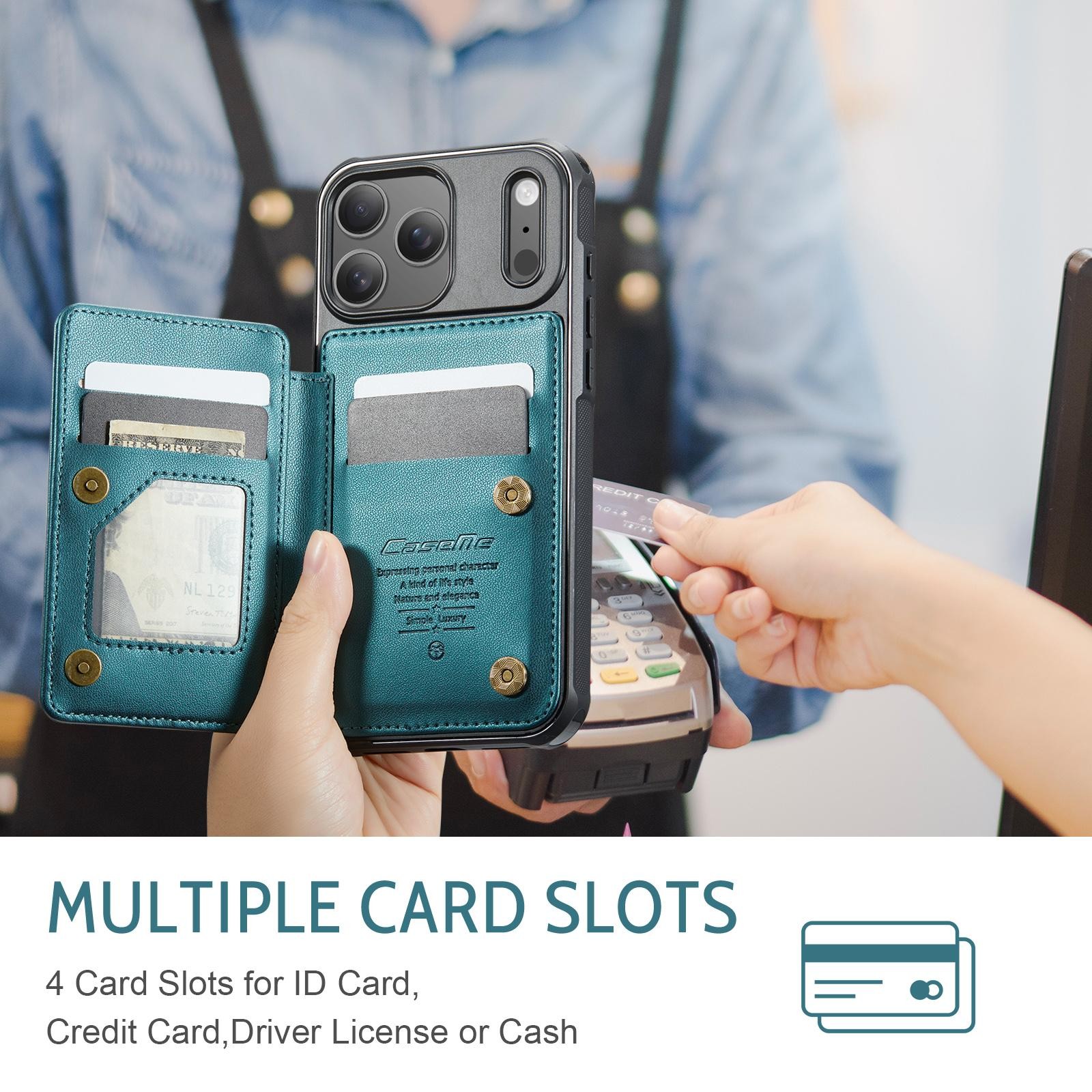 CaseMe C22 iPhone 17 Pro Max Wallet RFID Θήκη Δερμάτινη -Green