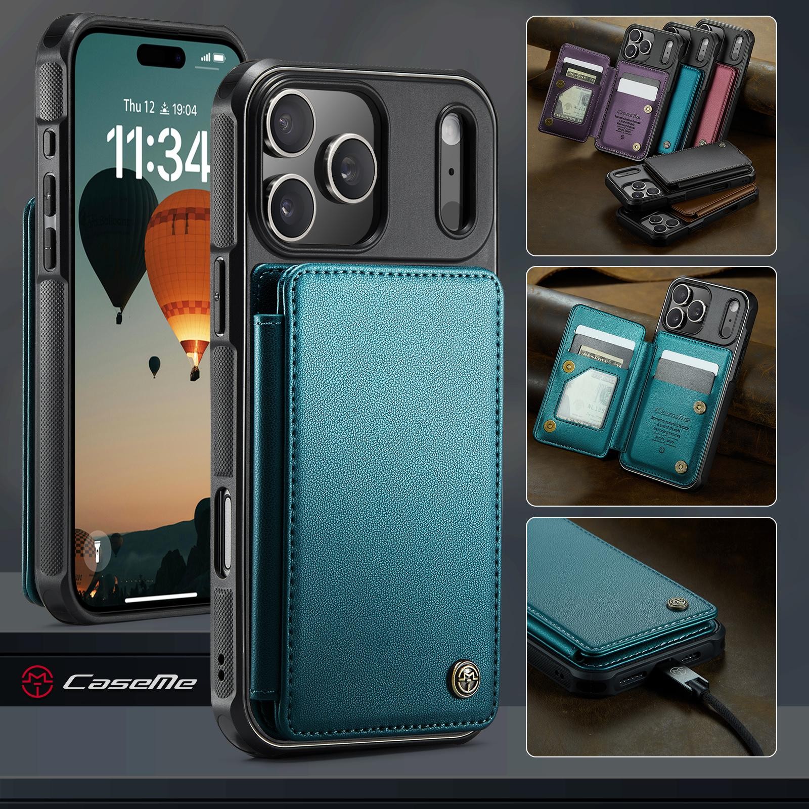 CaseMe C22 iPhone 17 Pro Max Wallet RFID Θήκη Δερμάτινη -Green