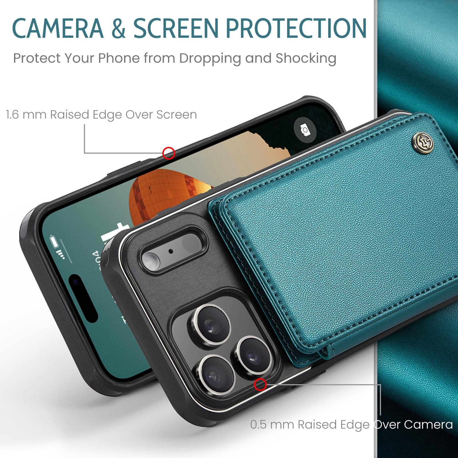 CaseMe C22 iPhone 17 Pro Max Wallet RFID Θήκη Δερμάτινη -Green