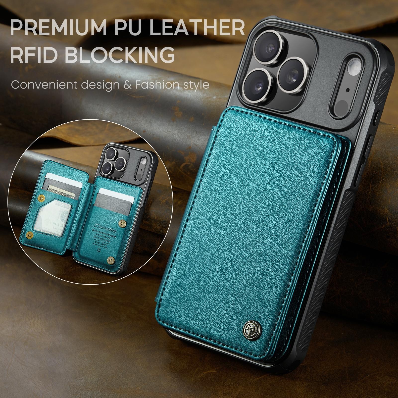 CaseMe C22 iPhone 17 Pro Max Wallet RFID Θήκη Δερμάτινη -Green