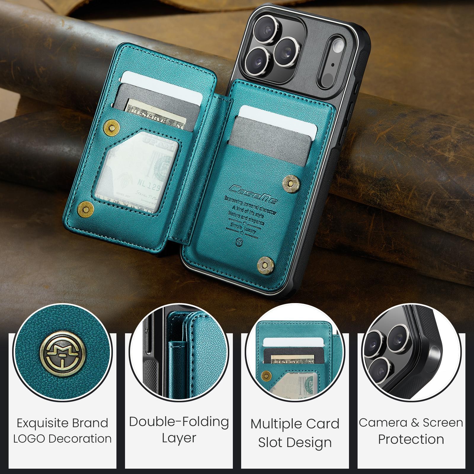 CaseMe C22 iPhone 17 Pro Max Wallet RFID Θήκη Δερμάτινη -Green