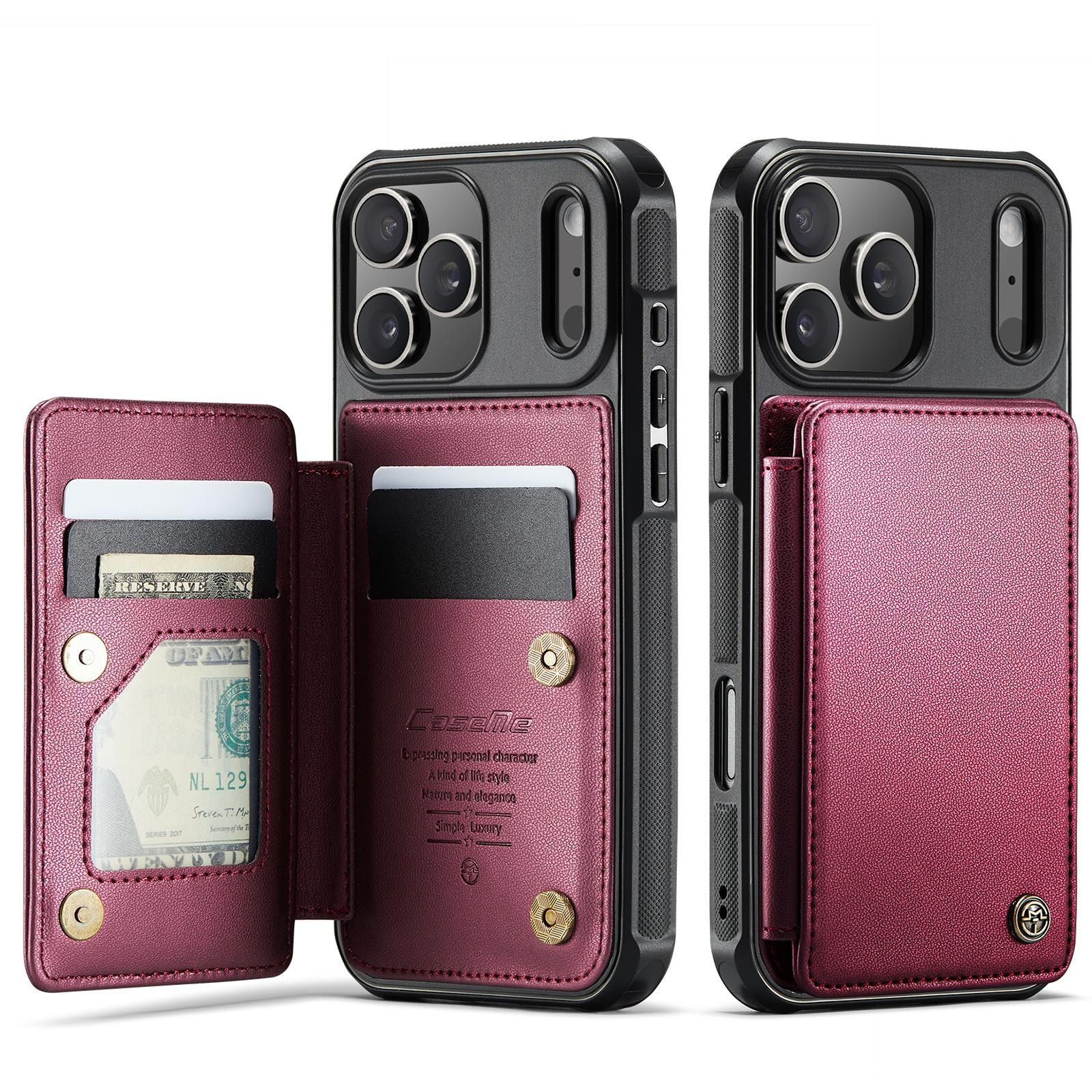 CaseMe C22 iPhone 17 Pro Max Wallet RFID Θήκη Δερμάτινη - Red