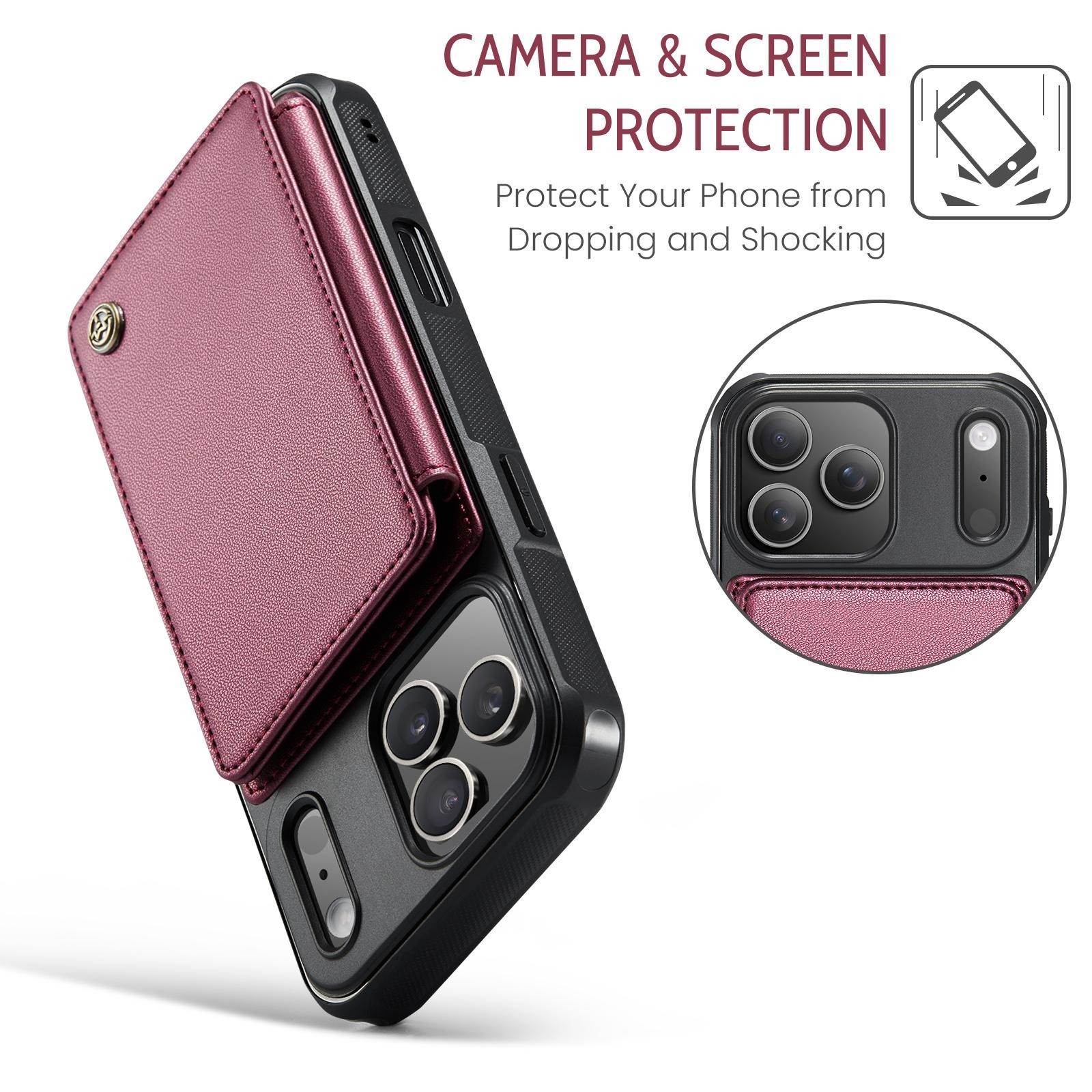 CaseMe C22 iPhone 17 Pro Max Wallet RFID Θήκη Δερμάτινη - Red