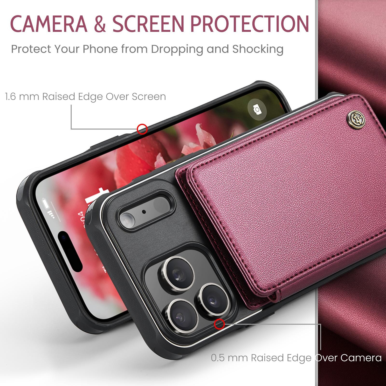CaseMe C22 iPhone 17 Pro Max Wallet RFID Θήκη Δερμάτινη - Red