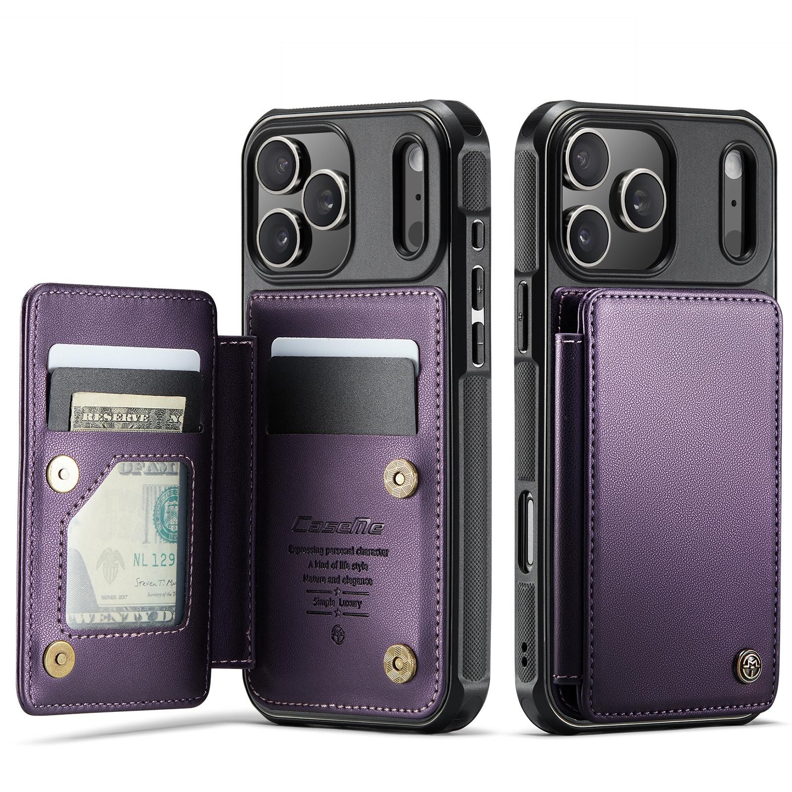 CaseMe C22 iPhone 17 Pro Max Wallet RFID Θήκη Δερμάτινη -Purple