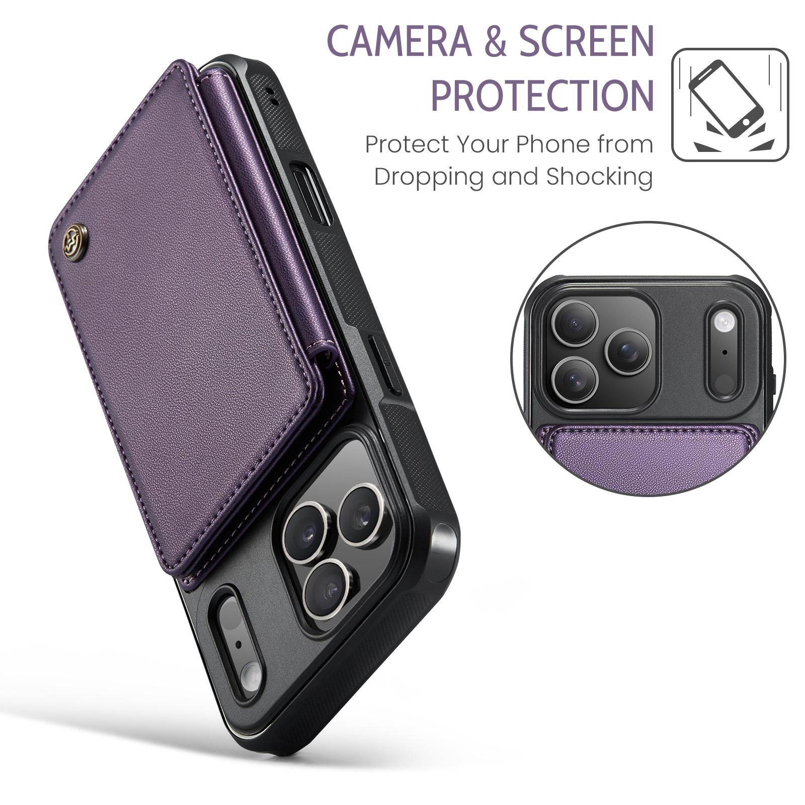 CaseMe C22 iPhone 17 Pro Max Wallet RFID Θήκη Δερμάτινη -Purple