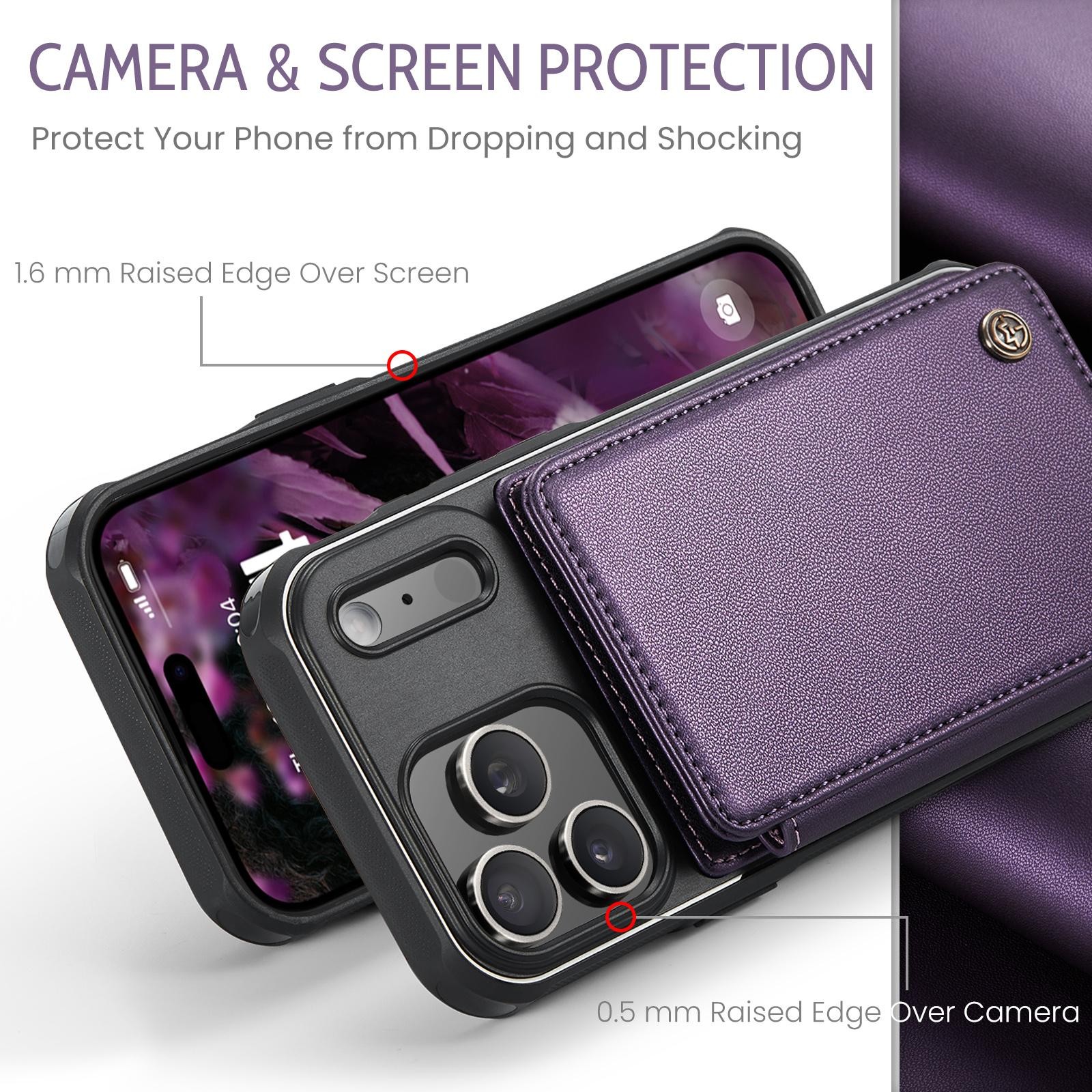 CaseMe C22 iPhone 17 Pro Max Wallet RFID Θήκη Δερμάτινη -Purple