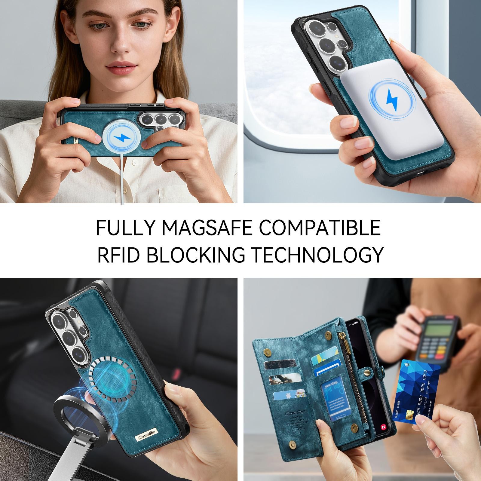 CaseMe 008 Samsung Galaxy S26 Ultra 5G Θήκη Πορτοφόλι με Αποσπώμενη Θήκη Σιλικόνης - Blue